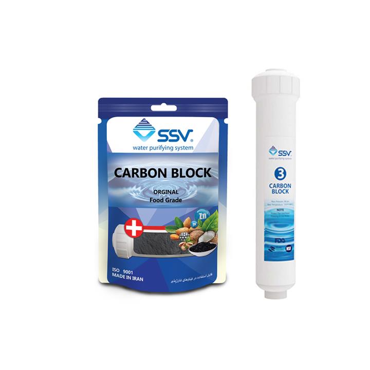 فیلتر دستگاه تصفیه کننده آب اس اس وی مدل  Carbon block به همراه بسته شارژ یدک وزن 140 گرم